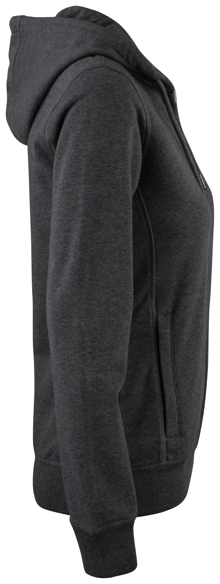 Clique Premium OC Hoody Full Zip – dame – Antrasittmelert – høyre side
