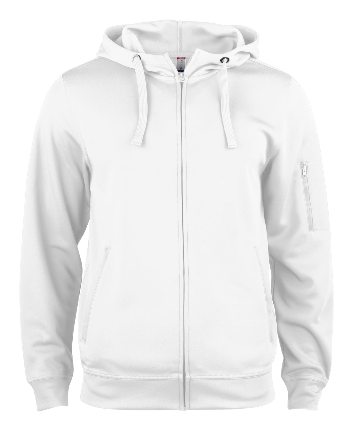 Clique Basic Active Hoody Full Zip – Hvit – forside