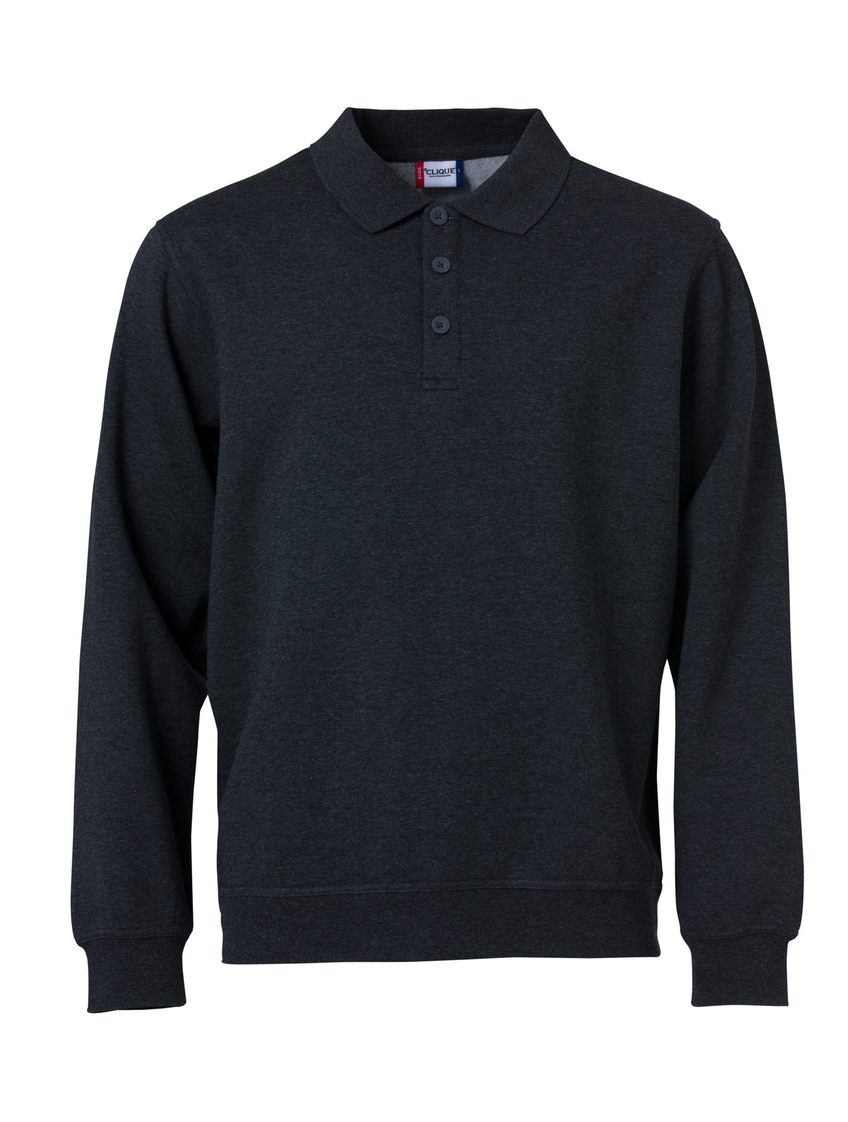 Clique Basic Polo Sweater – Antrasittmelert – forside
