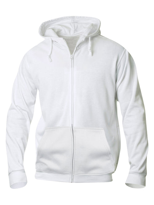 Clique Basic Hoody Full Zip – Hvit – forside