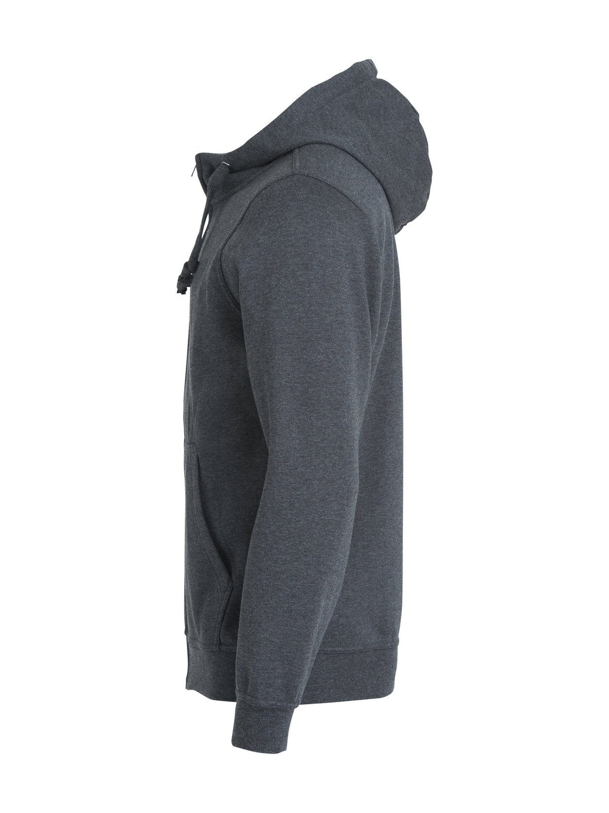 Clique Basic Hoody Full Zip – Antrasittmelert – venstre side