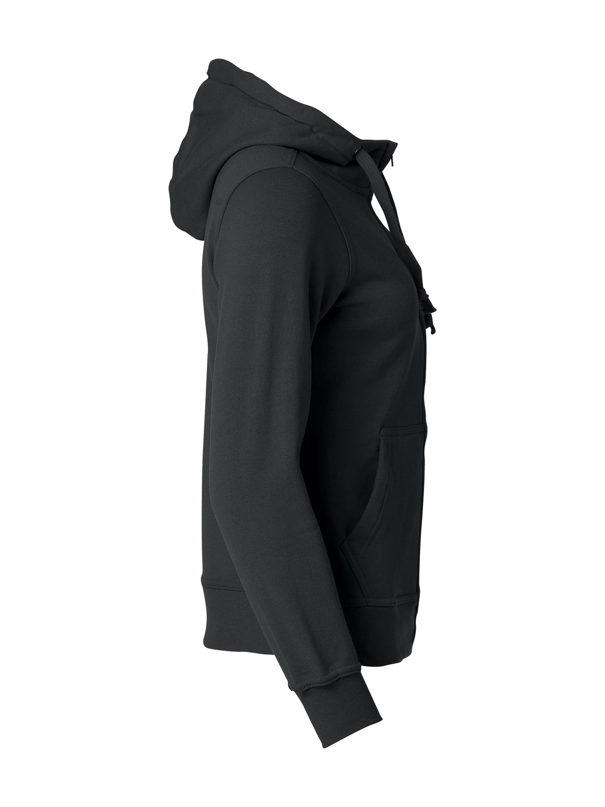 Clique Basic Hoody Full Zip – dame – Svart – høyre side