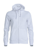Clique Basic Hoody Full Zip – dame – Hvit – forside