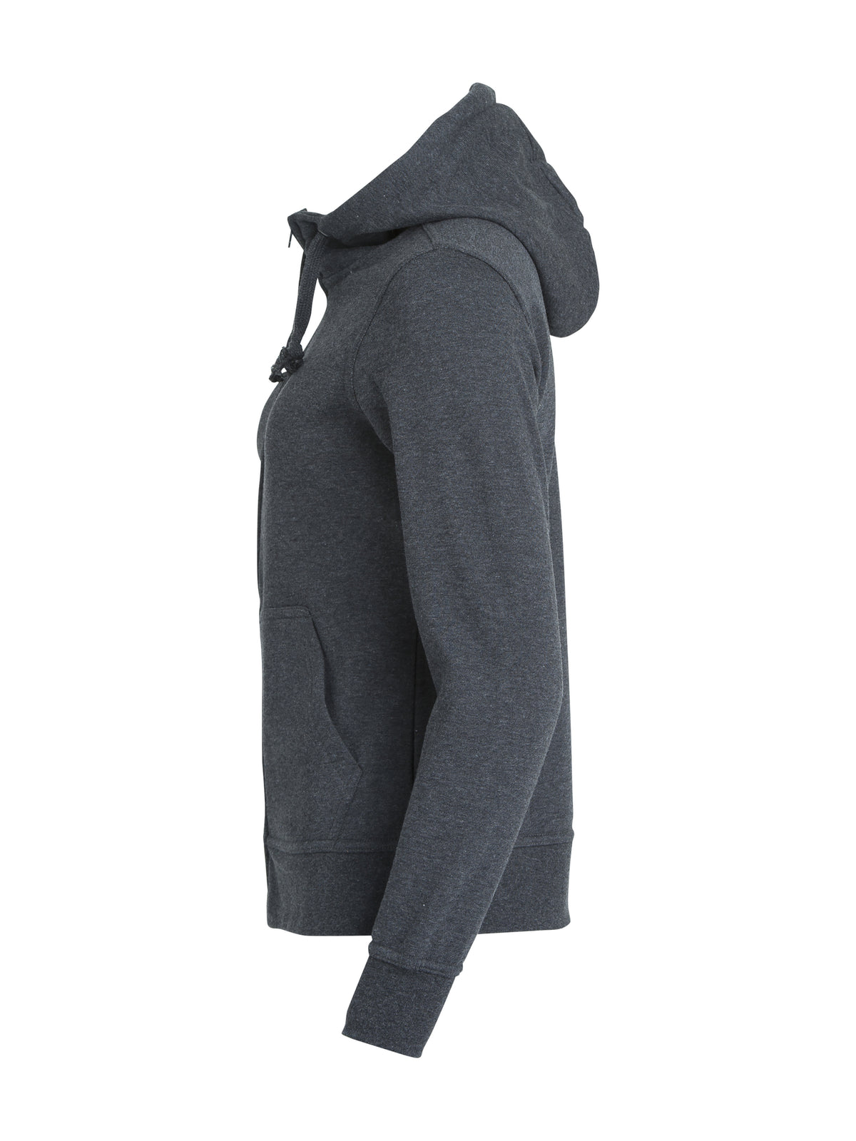 Clique Basic Hoody Full Zip – dame – Antrasittmelert – venstre side