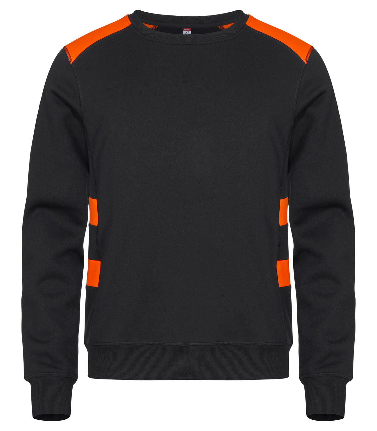 Clique Ambition Roundneck – Svart / Signaloransje – forside