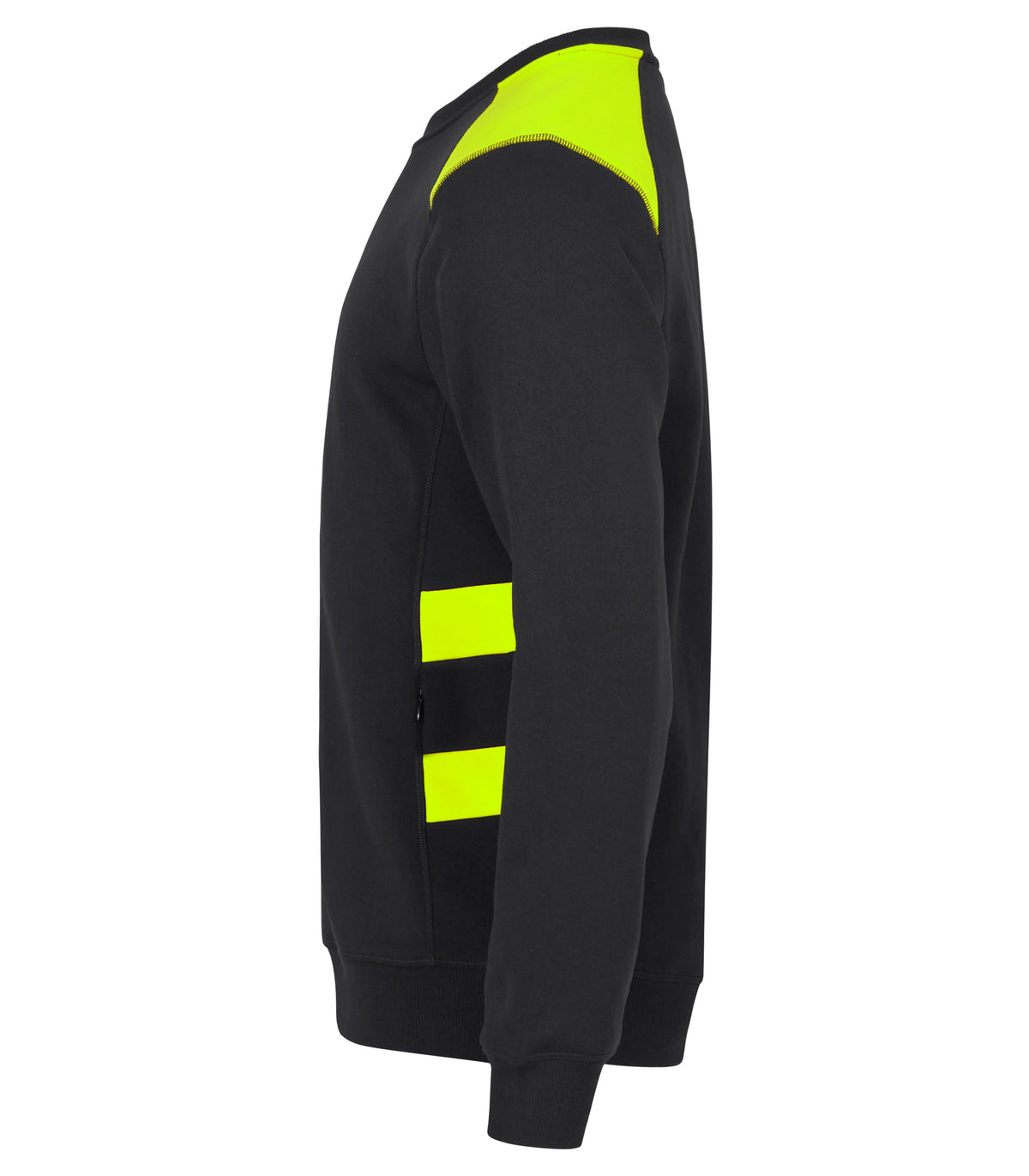 Clique Ambition Roundneck – Svart / Signalgul – venstre side