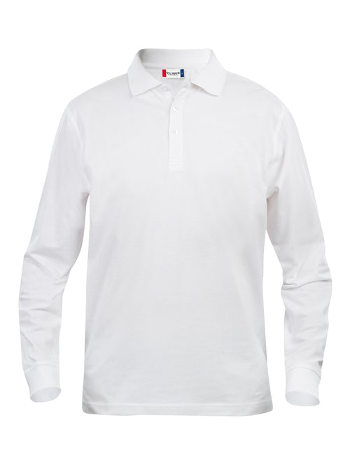 Clique Basic Polo L/S – junior – Hvit – forside