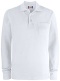 Clique Basic Polo Pocket L/S – Hvit – forside