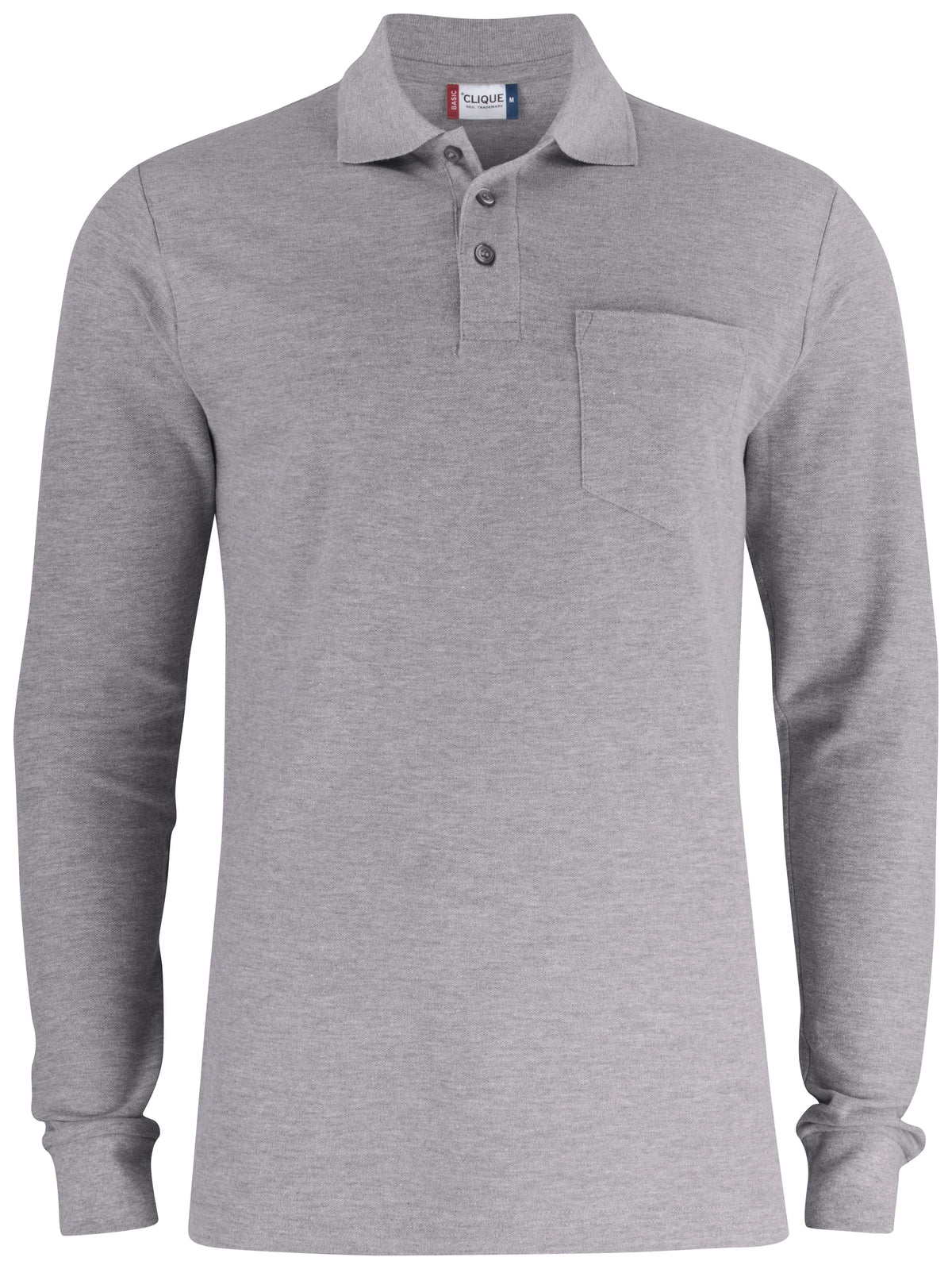 Clique Basic Polo Pocket L/S – Gråmelert – forside