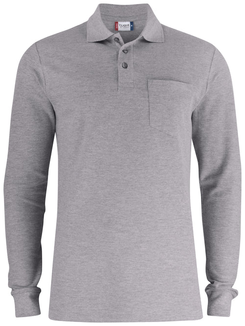 Clique Basic Polo Pocket L/S – Gråmelert – forside
