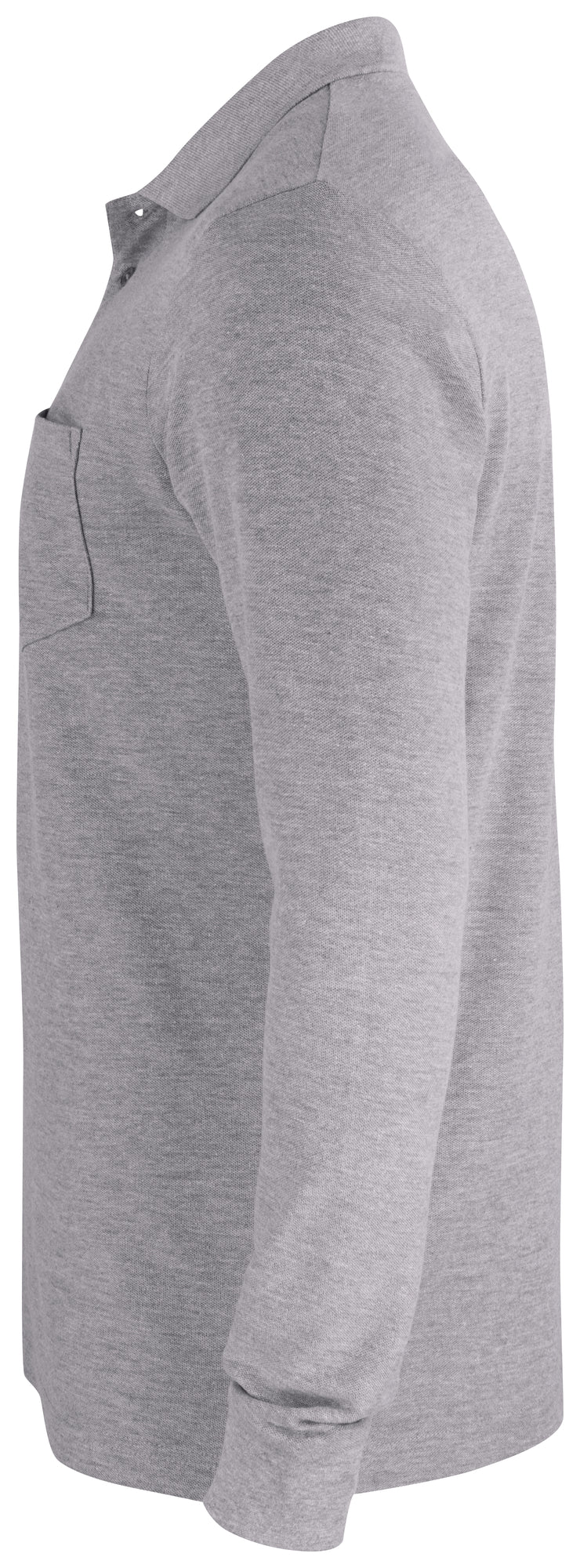 Clique Basic Polo Pocket L/S – Gråmelert – venstre side