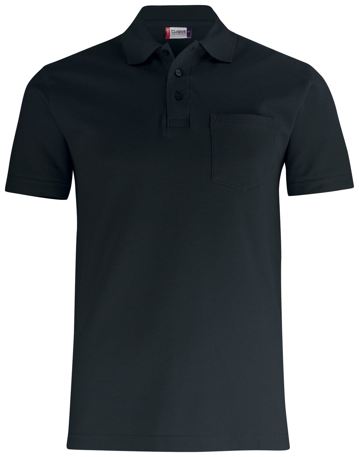 Clique Basic Polo Pocket – Svart – forside