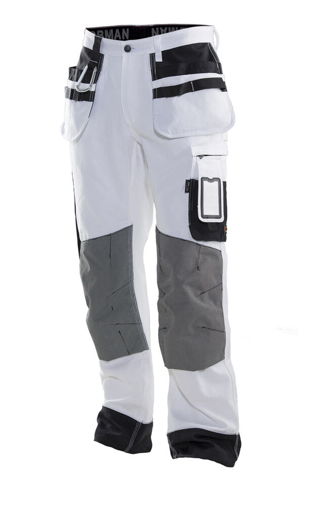 Jobman 2171 Trouser White Line – White/Black