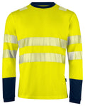ProJob 6014 T-shirt Langermet EN ISO 20471 Kl 3/2 – Yellow/Navy