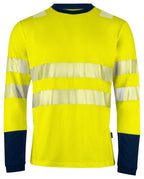 ProJob 6014 T-shirt Langermet EN ISO 20471 Kl 3/2 – Yellow/Navy