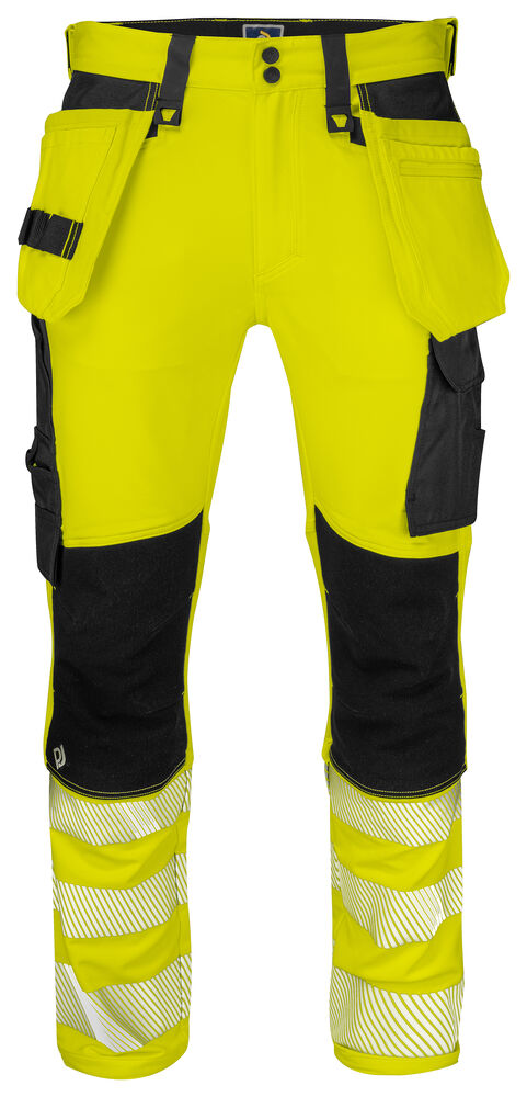 ProJob 6571 Håndverksbukse Stretch EN ISO 20471 Kl 2 – Yellow/Black