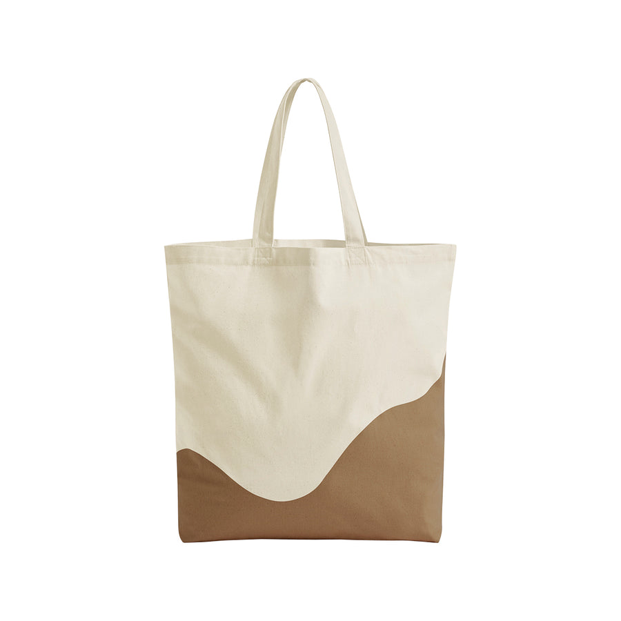 Westford Mill Organic Cotton Wave Print Maxi Tote – Natural/Caramel