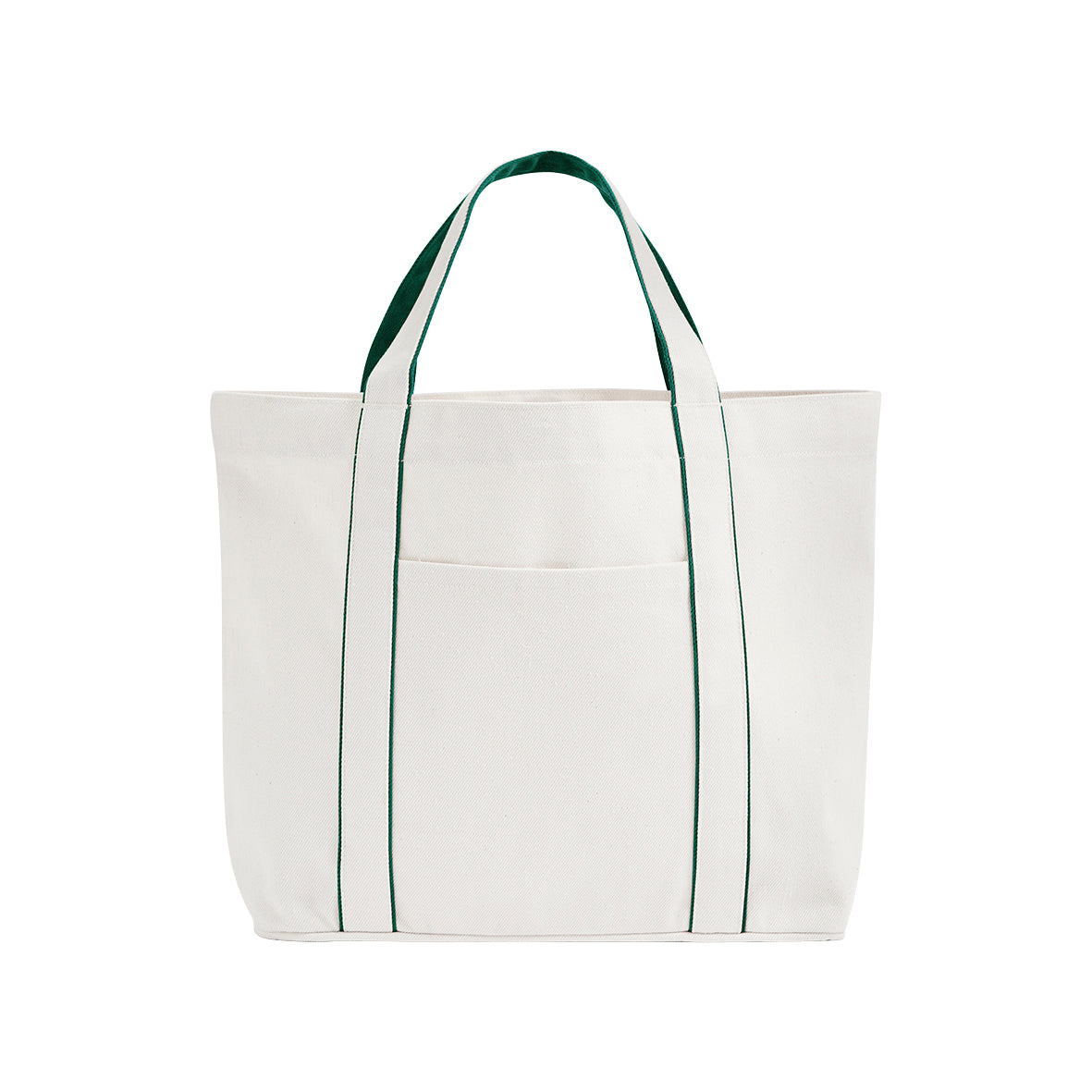 Westford Mill Courtside Medium Tote – Soft White/Bottle Green