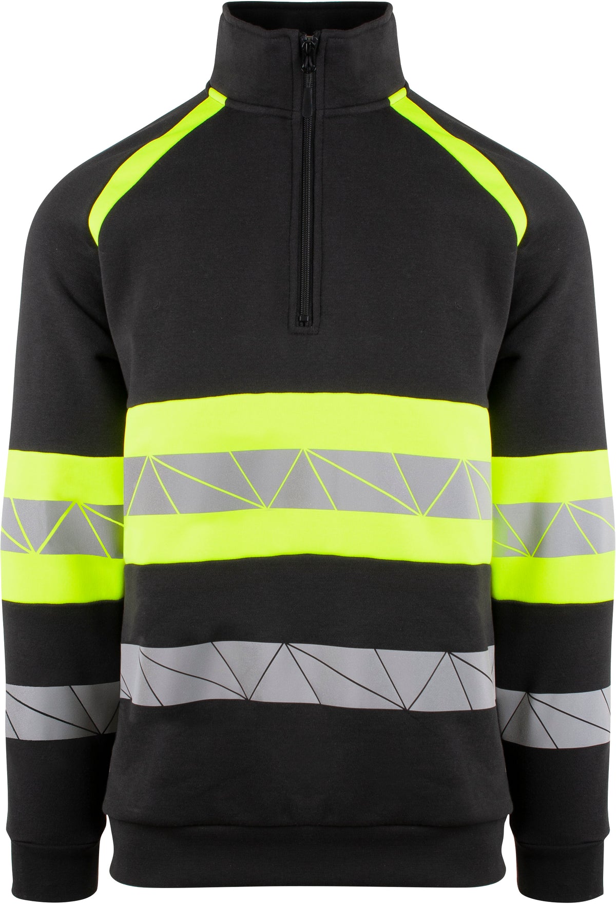 YOU Brande zip genser – Sort/Safety Gul